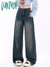 Lunivop Women’s Vintage American High Waist Wide Legs Jeans Spring Fashion Denim Pants Streetwear